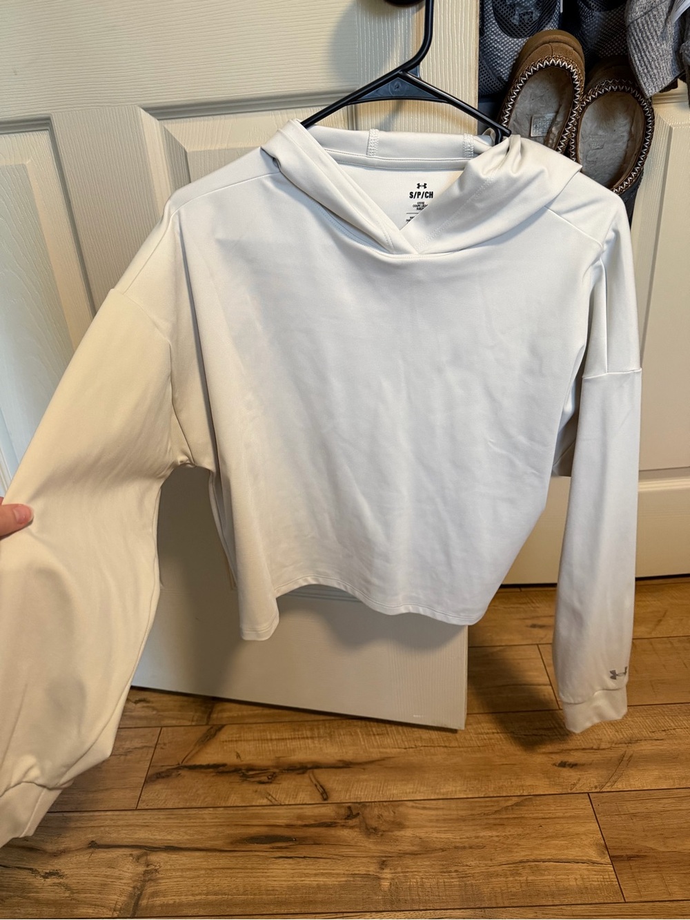 Under Armour Off White Cropped Lightweight Hoodie